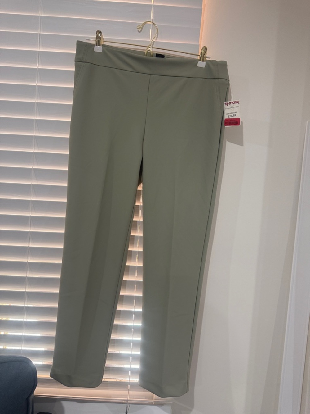 Christian Siriano Sage Green Straight-Leg Pull-On Pants
